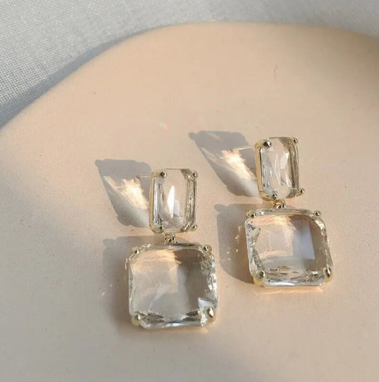 Crystal Clear Glass Earrings
